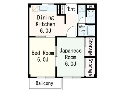 サン・ラザール(2DK/2階)の間取り写真