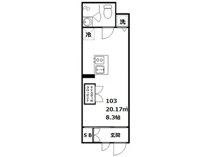 アイディ品川20(ワンルーム/1階)の間取り写真