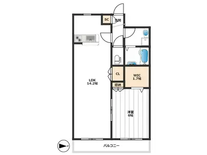 ガイア.E(1LDK/3階)の間取り写真