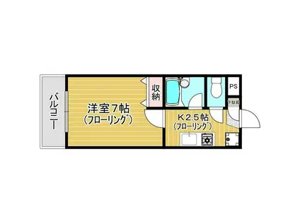 リッチ善行V(1K/2階)の間取り写真