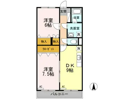 GNOSISI(2DK/2階)の間取り写真