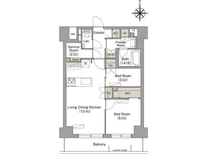ヴェール・クレール武蔵小杉(2SLDK/3階)の間取り写真