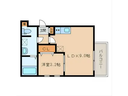 シャンテローズイースト(1LDK/1階)の間取り写真