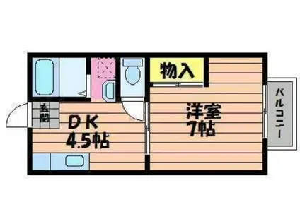 グリーンヒルズF棟(1DK/2階)の間取り写真