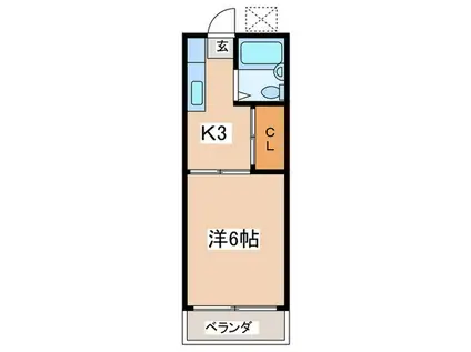 ハイツユニバ-スC(1K/1階)の間取り写真