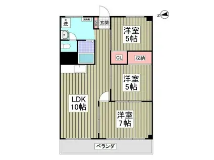 坂口コーポ 408(3LDK/4階)の間取り写真