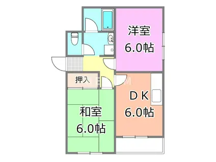 シティマンションウィング(2DK/3階)の間取り写真