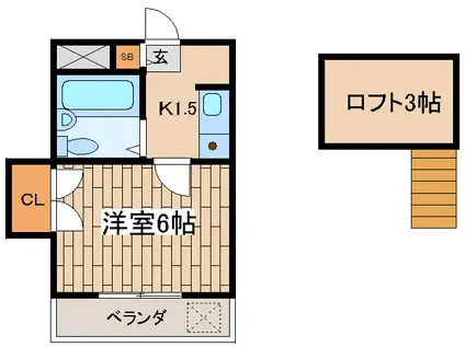 GREEN GRASS(1K/1階)の間取り写真