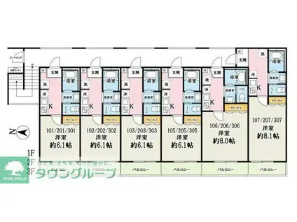 キャメル土呂町(1K/1階)の間取り写真