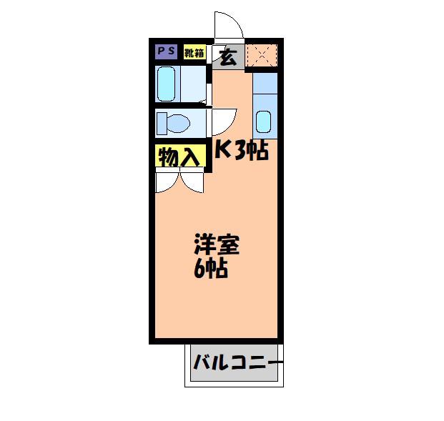 ゼフィールC棟(1K/1階)の間取り写真