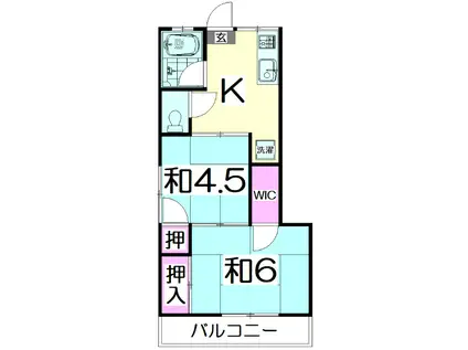 西竹の塚2丁目アパート(2K/2階)の間取り写真