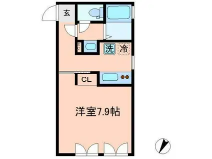 プレアス東松原(1K/2階)の間取り写真