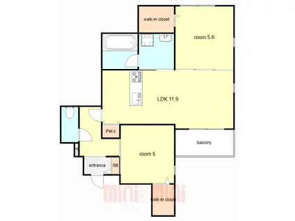 灘区篠原中町2丁目ヘーベルメゾン(2LDK/3階)の間取り写真