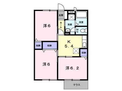 サンシティ臼井C(3K/1階)の間取り写真