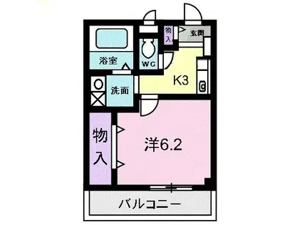 ヴィラナカヤマ(1K/2階)の間取り写真