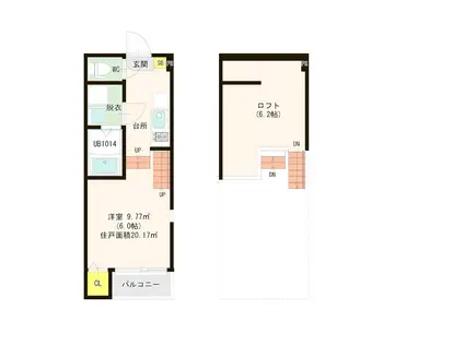 ハーモニーテラス唐原IX(1K/1階)の間取り写真