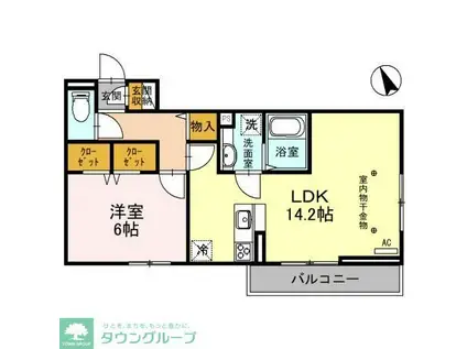 プランドール蒲生南町I(1LDK/1階)の間取り写真