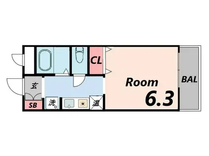 アミスタ花北(1K/1階)の間取り写真