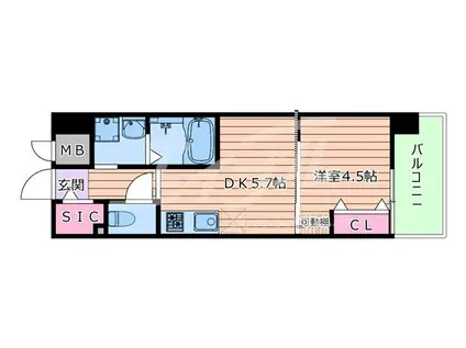 GARDENIA鶴見(1DK/12階)の間取り写真