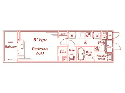 リブリ・西横浜II(1K/2階)の間取り写真