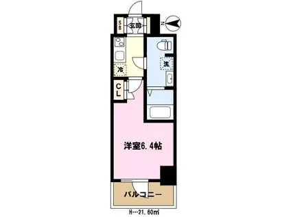 ライムレジデンスカワグチイースト(1K/2階)の間取り写真