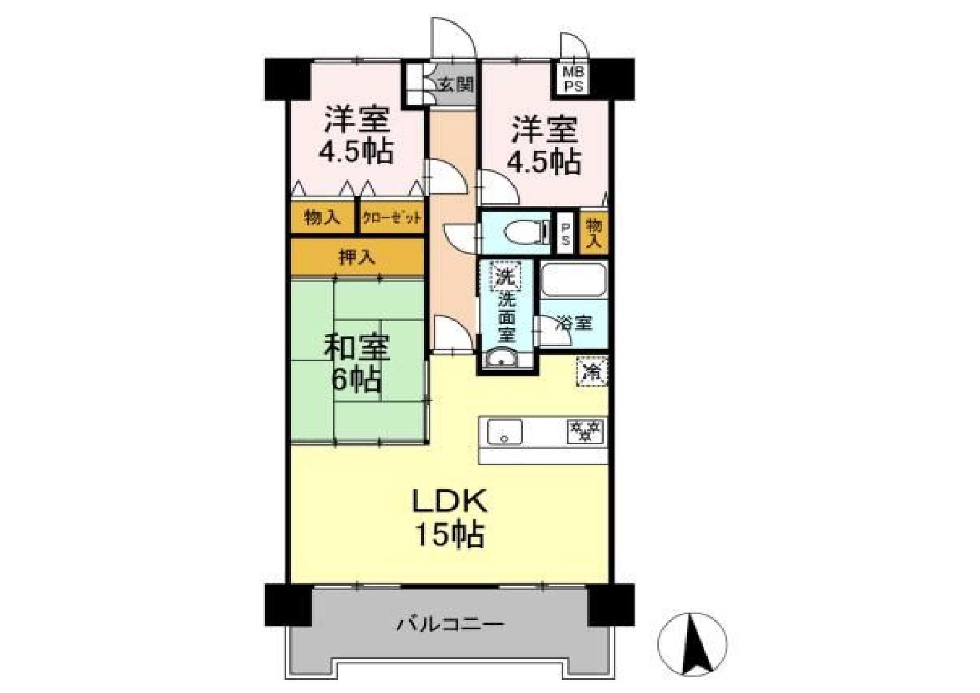 リバーサイド鈴木(3LDK/3階)の間取り写真