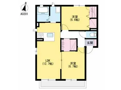 シャーメゾンサラフォート(2LDK/2階)の間取り写真