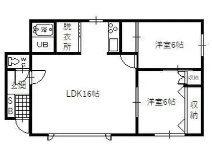アルカディア北門A・B棟(2LDK/2階)の間取り写真