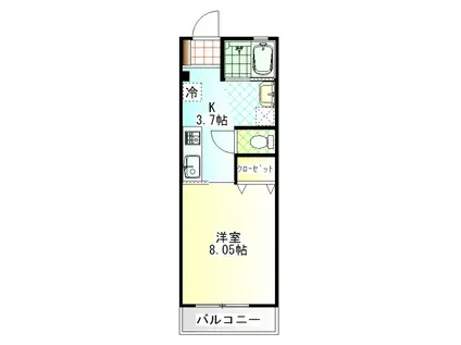 セレーノ(1K/1階)の間取り写真
