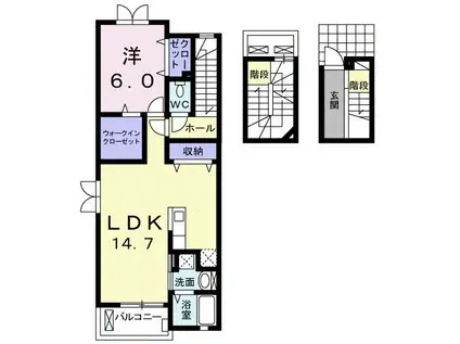 シンフォニア I(1LDK/3階)の間取り写真