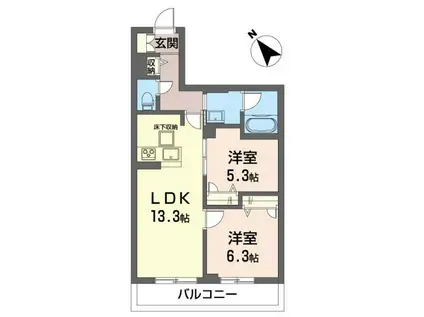 グレース セゾン(2LDK/2階)の間取り写真