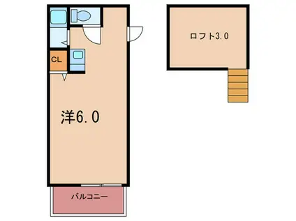 サンライズビラ新宮(ワンルーム/2階)の間取り写真