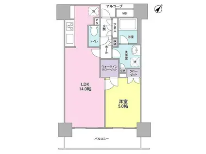 ラサンテ五反田(1LDK/10階)の間取り写真