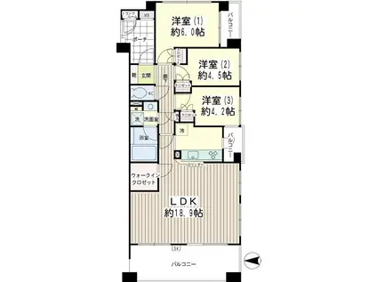 ナイスステージ栗平ガーデンズ(3LDK/4階)の間取り写真