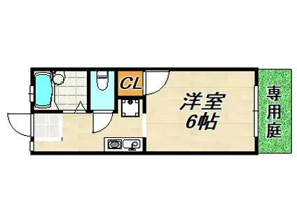 ルシェール房王寺(1K/1階)の間取り写真