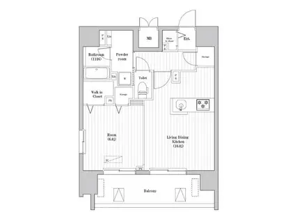 大森海岸レジデンス(1LDK/11階)の間取り写真