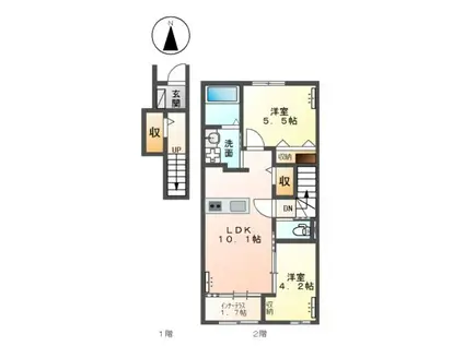 ベル・ボヌール(2LDK/2階)の間取り写真