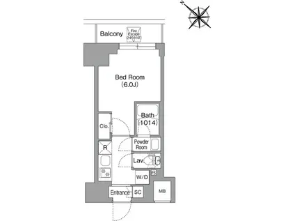 コンフォリア・リヴ横浜平沼(1K/7階)の間取り写真