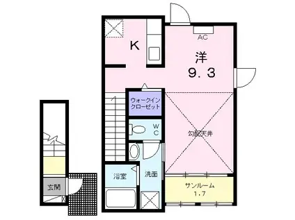 PAL 一條(ワンルーム/2階)の間取り写真