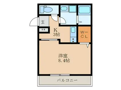 ベルツリー太閤(1K/2階)の間取り写真