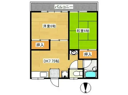 コーポニシキ(2DK/1階)の間取り写真