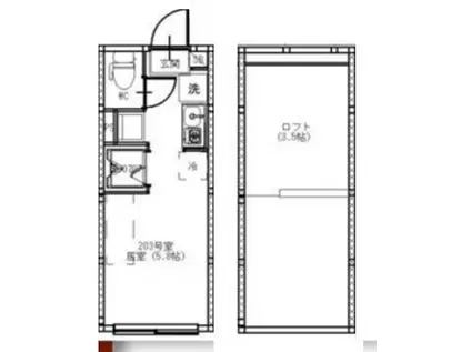 春日町6丁目(ワンルーム/2階)の間取り写真