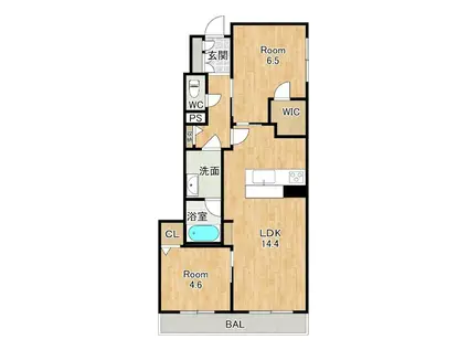 シャーメゾン カレ リアンジュ(2LDK/2階)の間取り写真