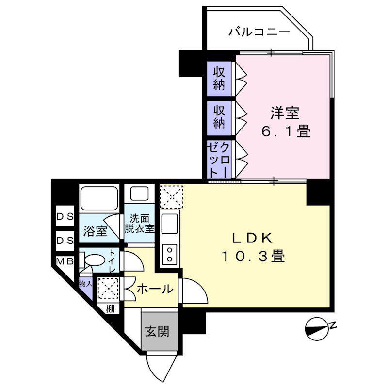 チュリス氷川坂(1LDK/2階)の間取り写真