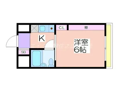 メネダス(1K/4階)の間取り写真