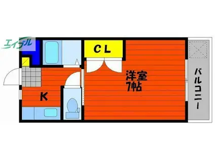 ラ・パルテール福富 弐番館(1K/3階)の間取り写真