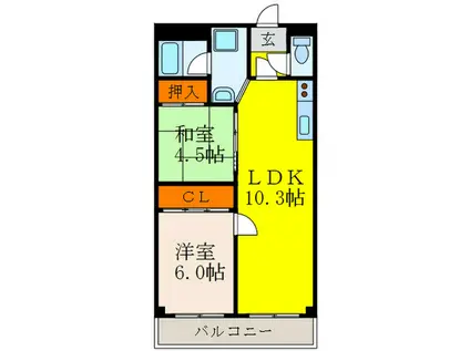 ライオンズマンション東淀川(2LDK/2階)の間取り写真
