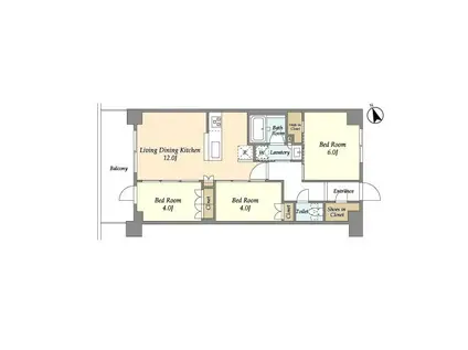 グランカーサ溝の口(3LDK/2階)の間取り写真