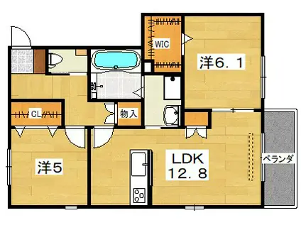 バウ・ハウス(2LDK/2階)の間取り写真