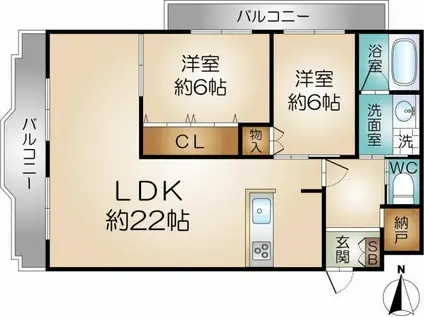 ラフォーレ・ウエスト(2LDK/3階)の間取り写真